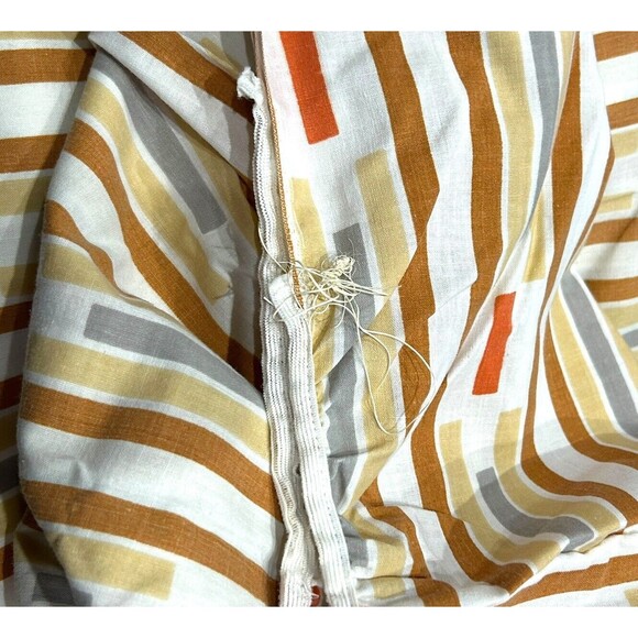 VTG Penn Prest MW Fashion Manor Striped Single Sheet Set Orange Gold Brown JCP - Picture 6 of 6